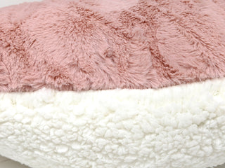 Handmade Faux Fur Pink White Heart Shape Throw Pillow