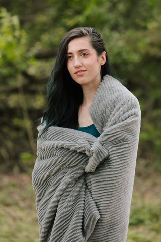 Stripe Textured Faux Fur Throw Blanket