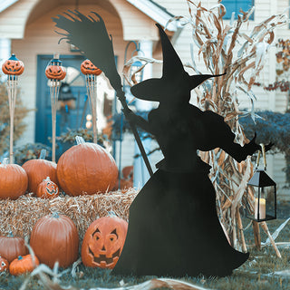 5 Foot Tall Indoor/Outdoor Witch Cutout with Lantern Option | Spooky Season Collection