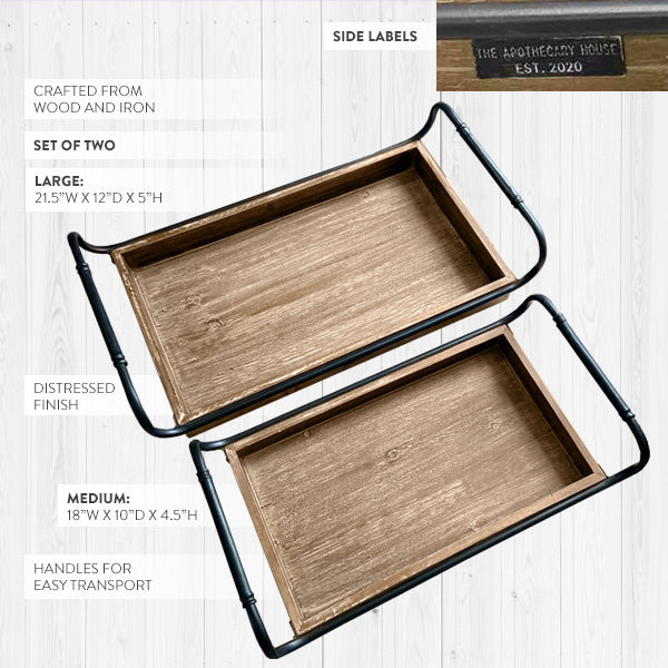 Wooden Tray Small: Set Of 2