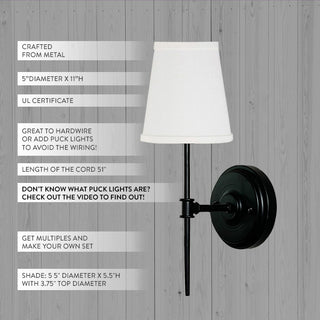 Black Metal Wall Sconce Lamp with Shade