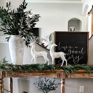 Whitewashed Distressed Finish Reindeer, Set of 2