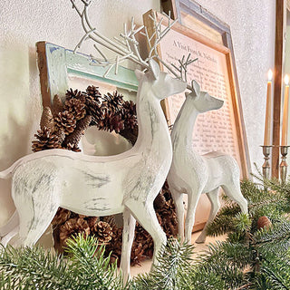 Whitewashed Distressed Finish Reindeer, Set of 2