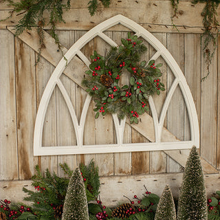 HUGE Whitewashed Arched Window Frame