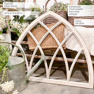 HUGE Whitewashed Arched Window Frame