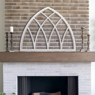 HUGE Whitewashed Arched Window Frame