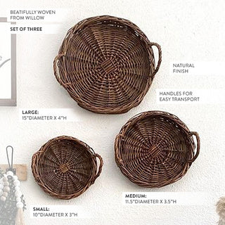 Round Willow Trays, Set of 3