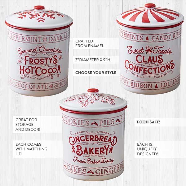 Enamel Inspired Holiday Storage Containers, Set of 3