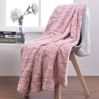 Faux Fur Dusty Muted Pink Throw Blanket