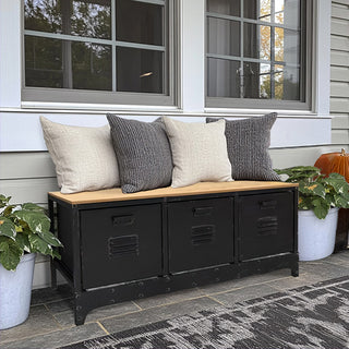 Vintage Inspired Metal Storage Bench