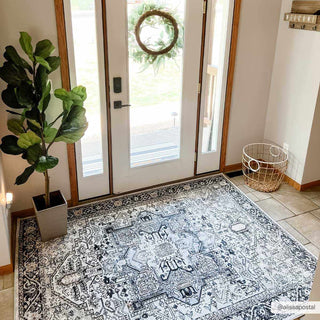 Black and Grey Washable Area Rug