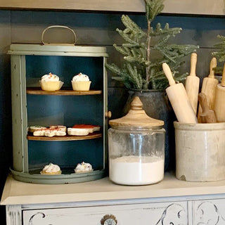 Large Vintage Metal Bread Box with Sliding Door