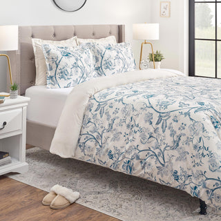 5-Piece Peony Reversible Velvet Duvet Cover Set