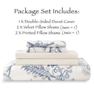 5-Piece Peony Reversible Velvet Duvet Cover Set