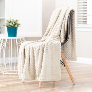 Embossed Faux Fur Throw Blanket