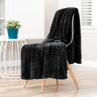 Embossed Faux Fur Throw Blanket