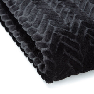 Embossed Faux Fur Throw Blanket