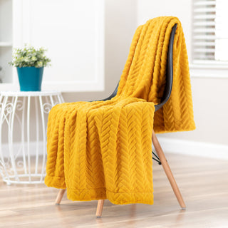 Embossed Faux Fur Throw Blanket