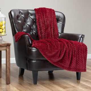 Embossed Faux Fur Throw Blanket