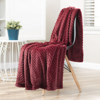 Embossed Faux Fur Throw Blanket