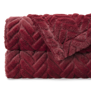 Embossed Faux Fur Throw Blanket