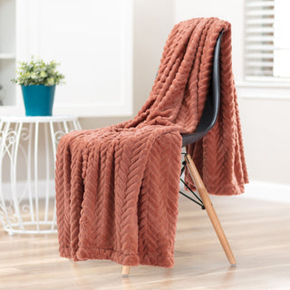 Embossed Faux Fur Throw Blanket