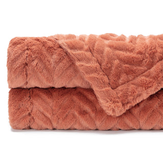 Embossed Faux Fur Throw Blanket