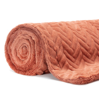 Embossed Faux Fur Throw Blanket