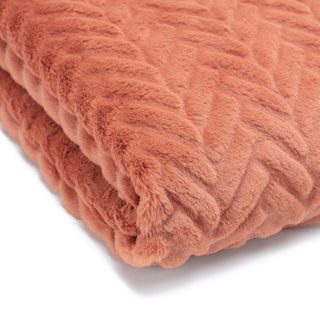 Embossed Faux Fur Throw Blanket