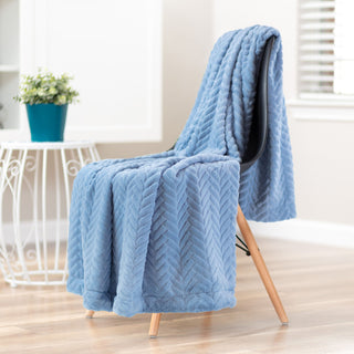 Embossed Faux Fur Throw Blanket