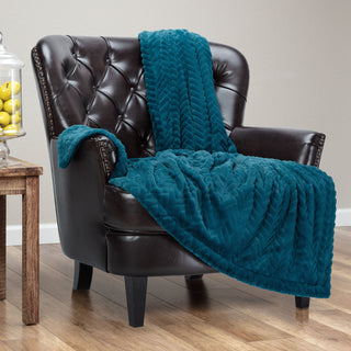 Embossed Faux Fur Throw Blanket