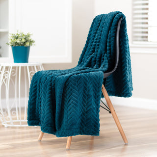 Embossed Faux Fur Throw Blanket