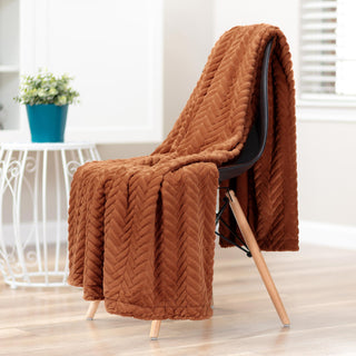 Embossed Faux Fur Throw Blanket