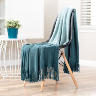 Ombre Fringe Throw Blanket