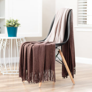 Ombre Fringe Throw Blanket