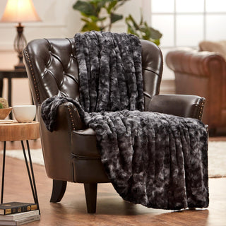 Double Sided Oversized Wolf Faux Fur Throw Blanket