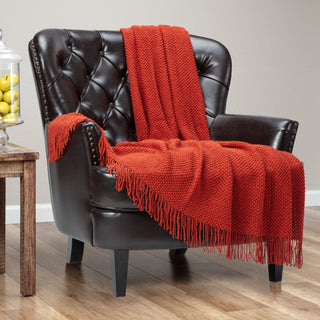 Roundpearl Knit Tassel Throw Blanket