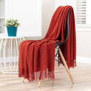 Roundpearl Knit Tassel Throw Blanket