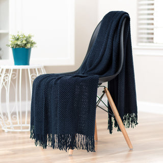 Roundpearl Knit Tassel Throw Blanket