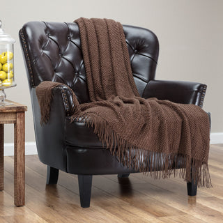 Roundpearl Knit Tassel Throw Blanket