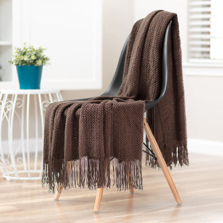 Roundpearl Knit Tassel Throw Blanket