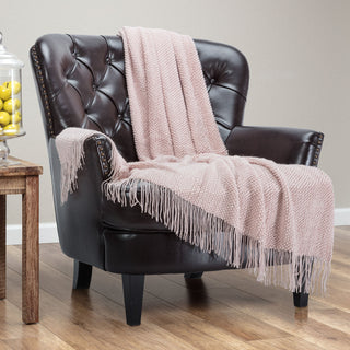 Roundpearl Knit Tassel Throw Blanket