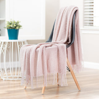 Roundpearl Knit Tassel Throw Blanket