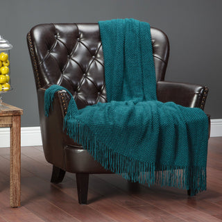 Roundpearl Knit Tassel Throw Blanket