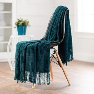 Roundpearl Knit Tassel Throw Blanket