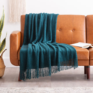 Roundpearl Knit Tassel Throw Blanket