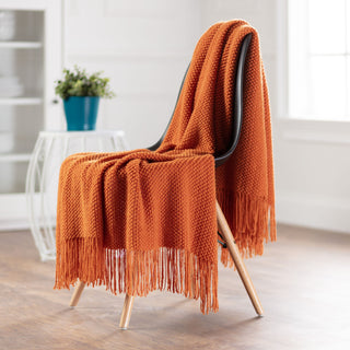 Roundpearl Knit Tassel Throw Blanket