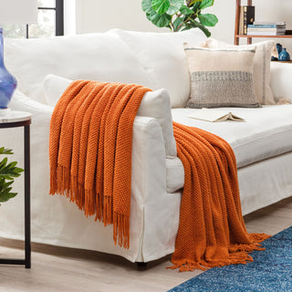 Roundpearl Knit Tassel Throw Blanket