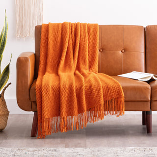 Roundpearl Knit Tassel Throw Blanket