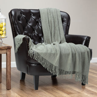 Roundpearl Knit Tassel Throw Blanket